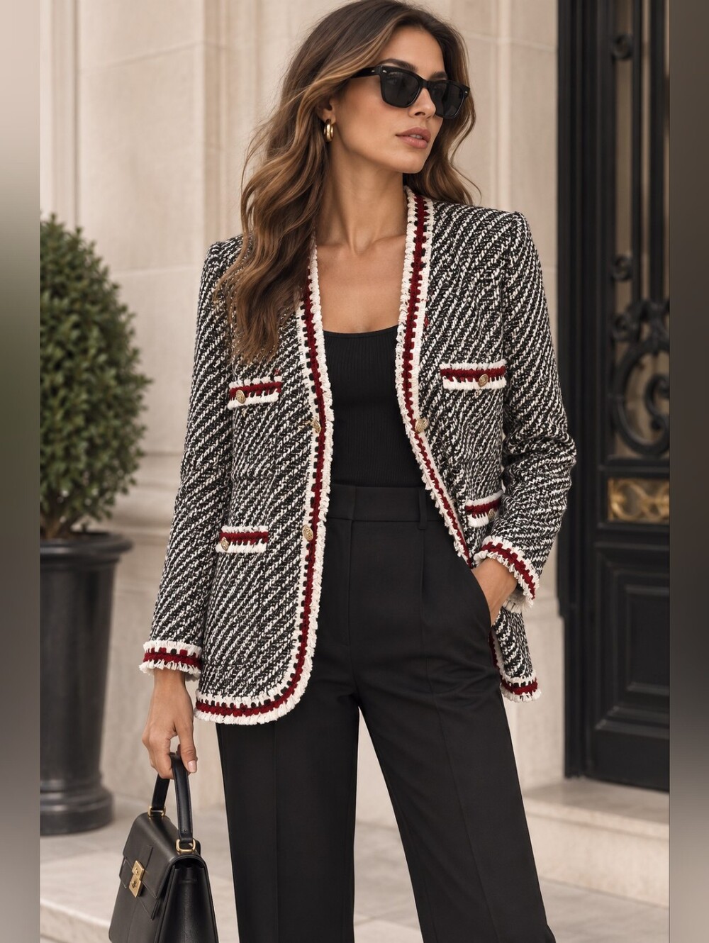 ZARA Woman Tweed Longline Blazer S